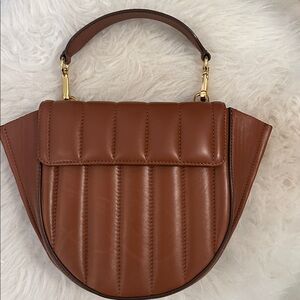 Wandler caramel lamb leather top handle and crossbody bag